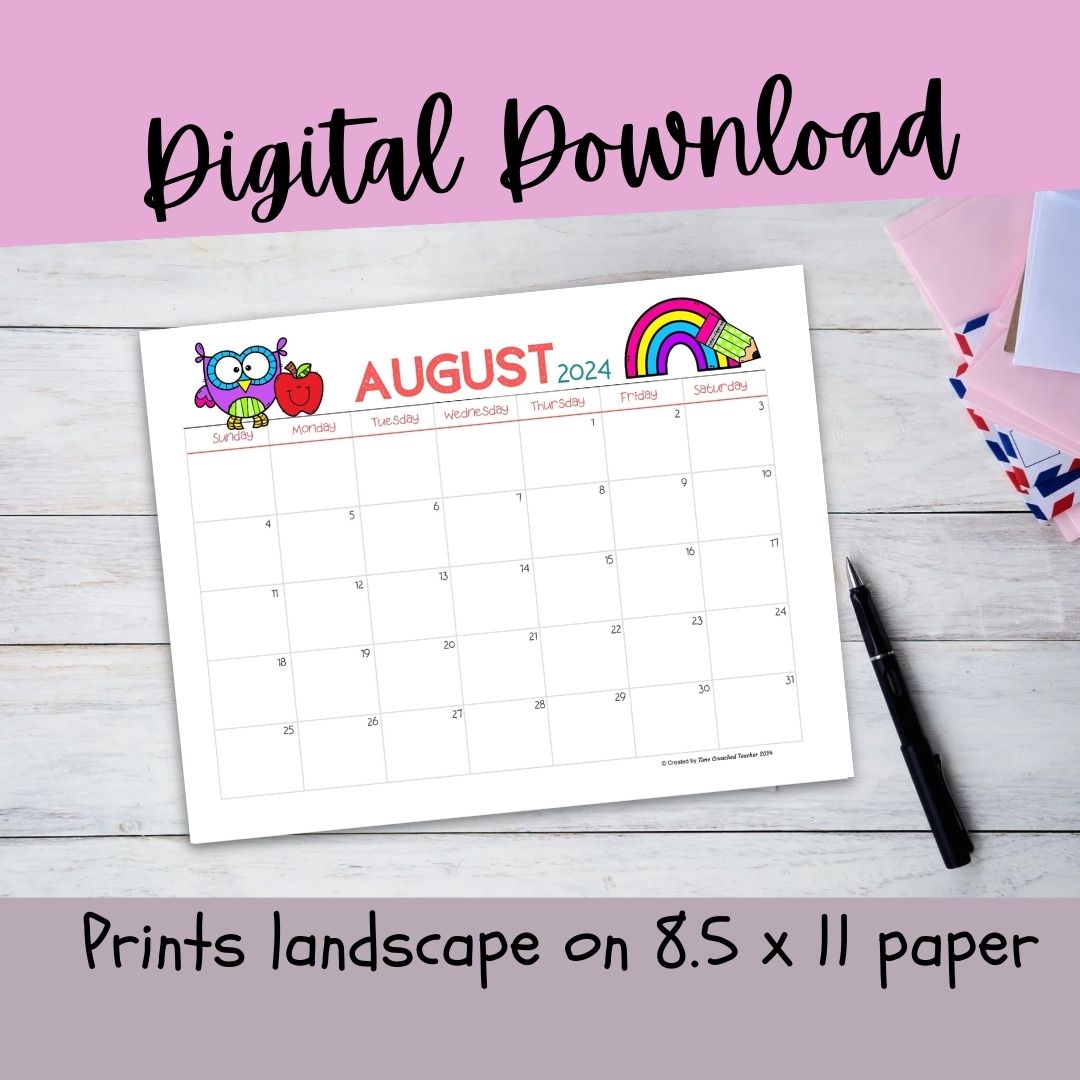 Printable August 2024 Calendar | August 2024 Calendar | Customizable Calendar Template | Editable August Calendar