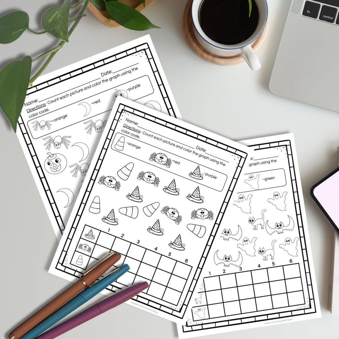 Printable Kindergarten Halloween Math Worksheets | Graphing Skills | Printable Math Practice Sheets | Kindergarten Math Test