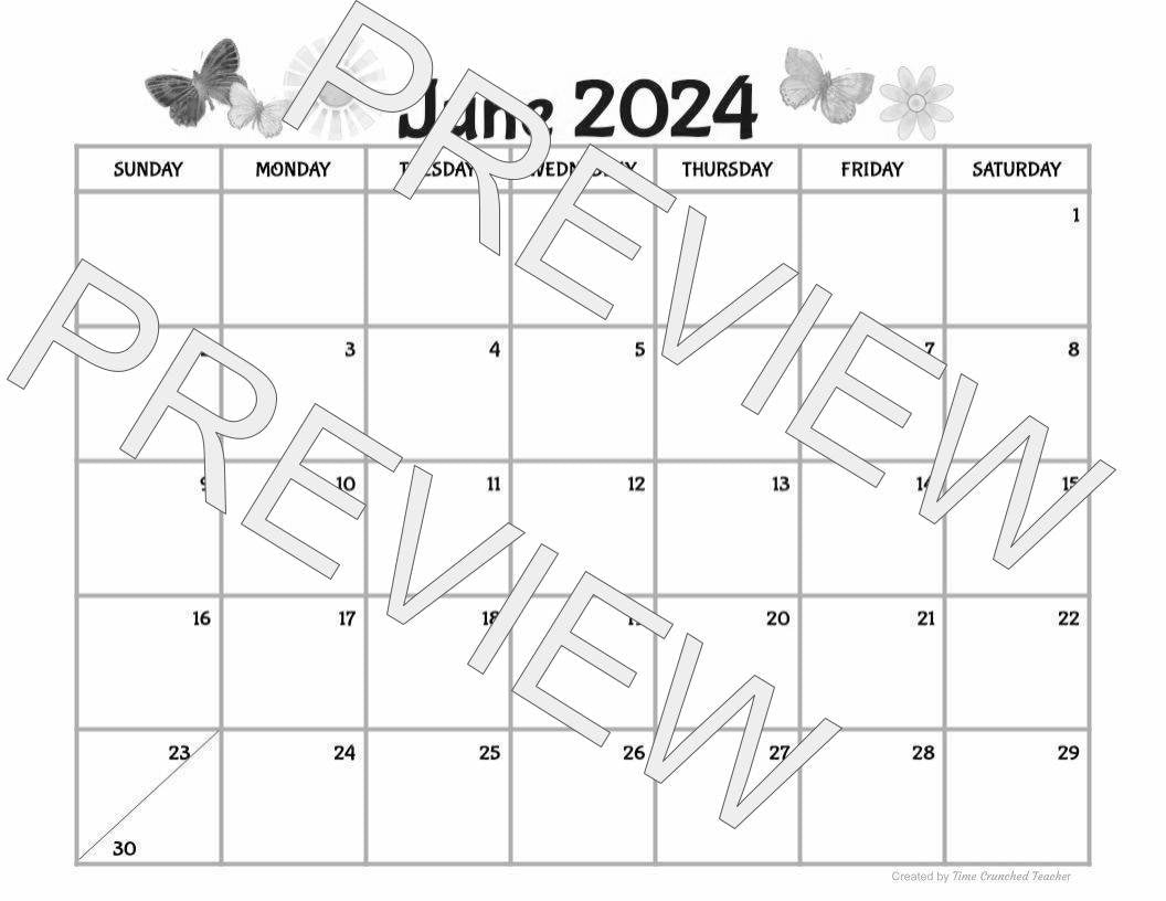 Printable June 2024 Calendar | June 2024 Calendar | Customizable Calendar Template | Editable June Calendar