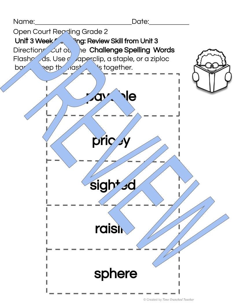 Open Court Reading | 2nd Grade Open Court Reading | Open Court Reading 2nd Grade Spelling | Open Court Reading Unit 3 Week 6 Spelling