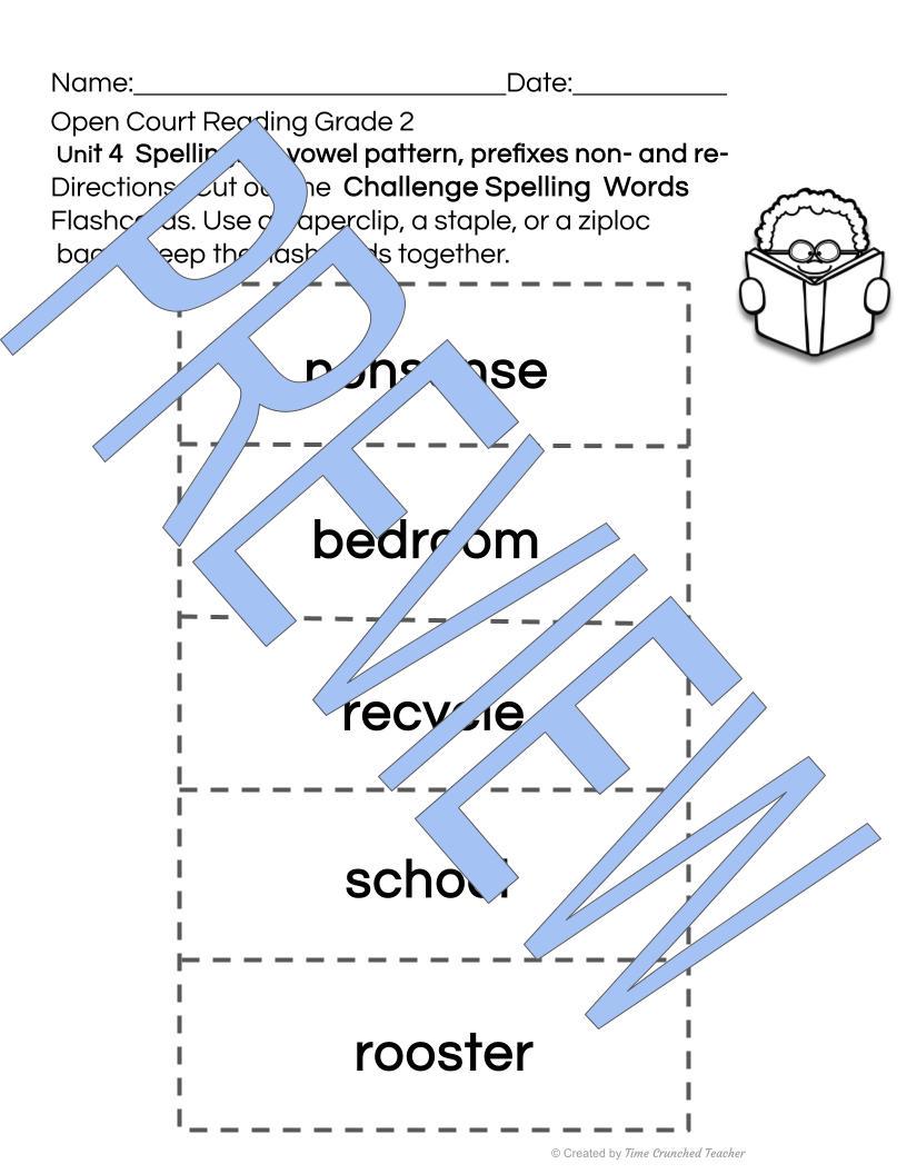 Open Court Reading | 2nd Grade Open Court Reading | Open Court Reading 2nd Grade Spelling | Open Court Reading Unit 4 Week 4 Spelling