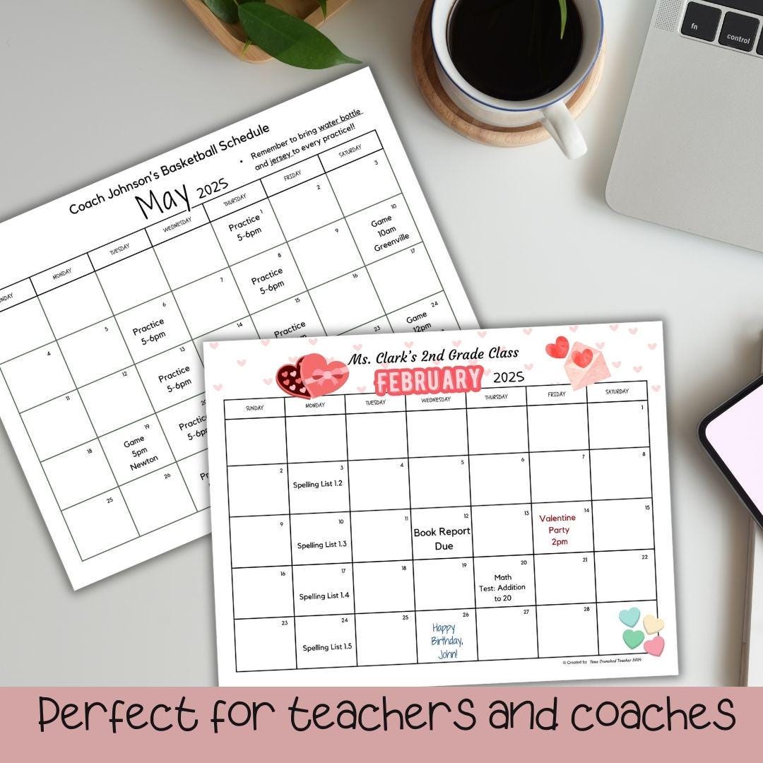 Printable 2025 Calendar Template | Editable 12 Month Calendar: January 2025 - December 2025 | 2025 Planner Template | Canva