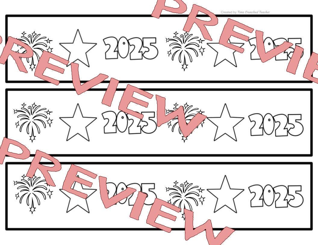 Printable Happy New Year 2025 headbands | 3 designs | New Year Craft for kids | instant digital download | New Year's Eve 2025 | NYE party