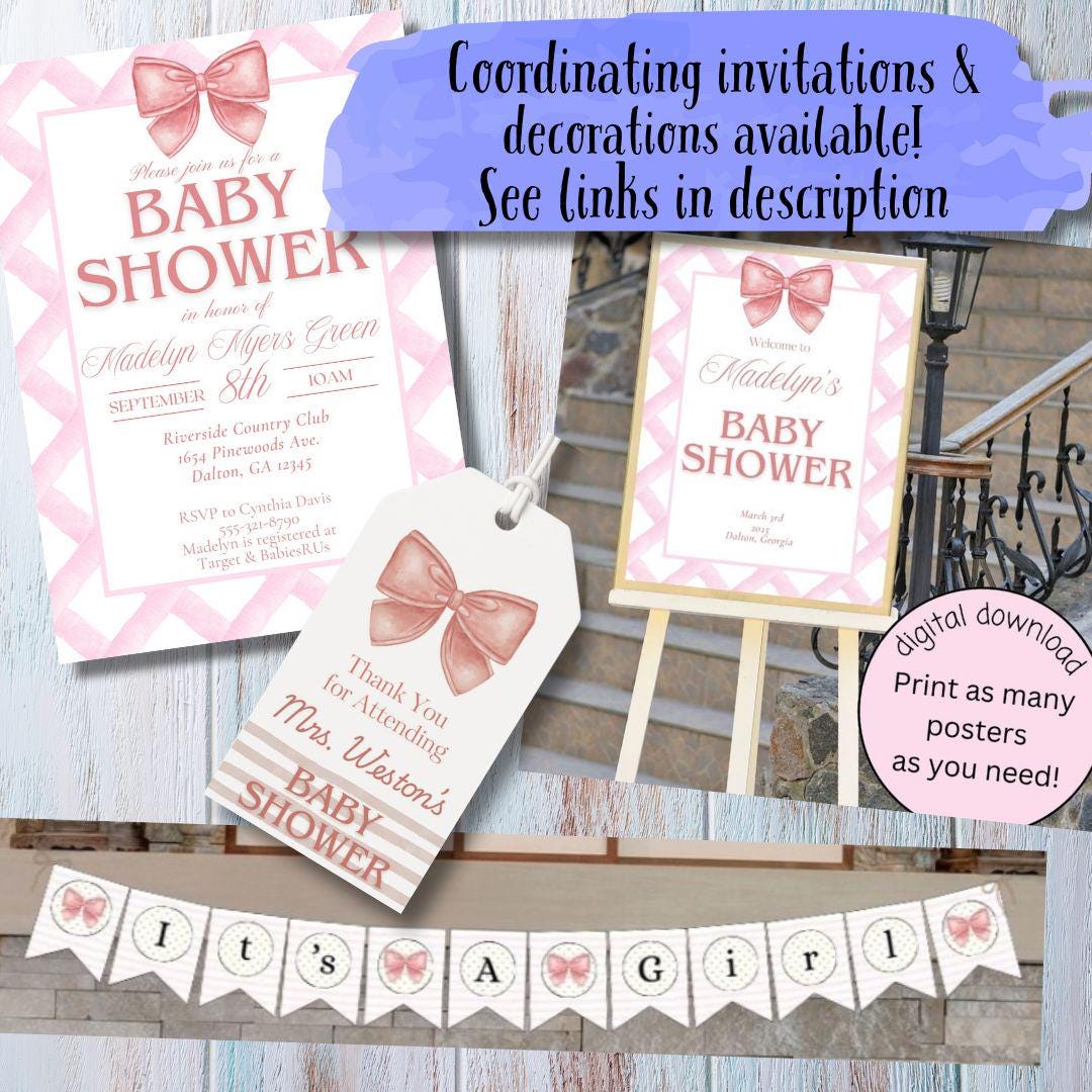 Printable Baby Shower Invitation | Baby Shower | Editable Baby Shower Invitation | Baby Shower Baby Girl | Baby Shower Decorations | Canva