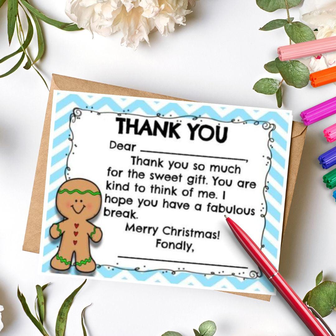 Printable Thank You Cards | Printable Christmas Thank You Cards | Teacher Thank You Cards | Personalized Thank You Cards