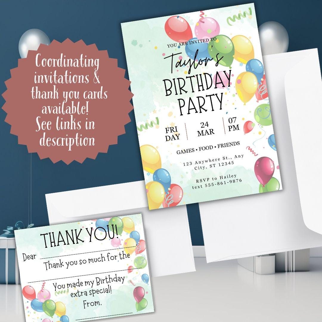 Printable Birthday Party Invitation | Birthday Party | Editable Birthday Party Invitation | Printable Template | Canva | Kids Birthday
