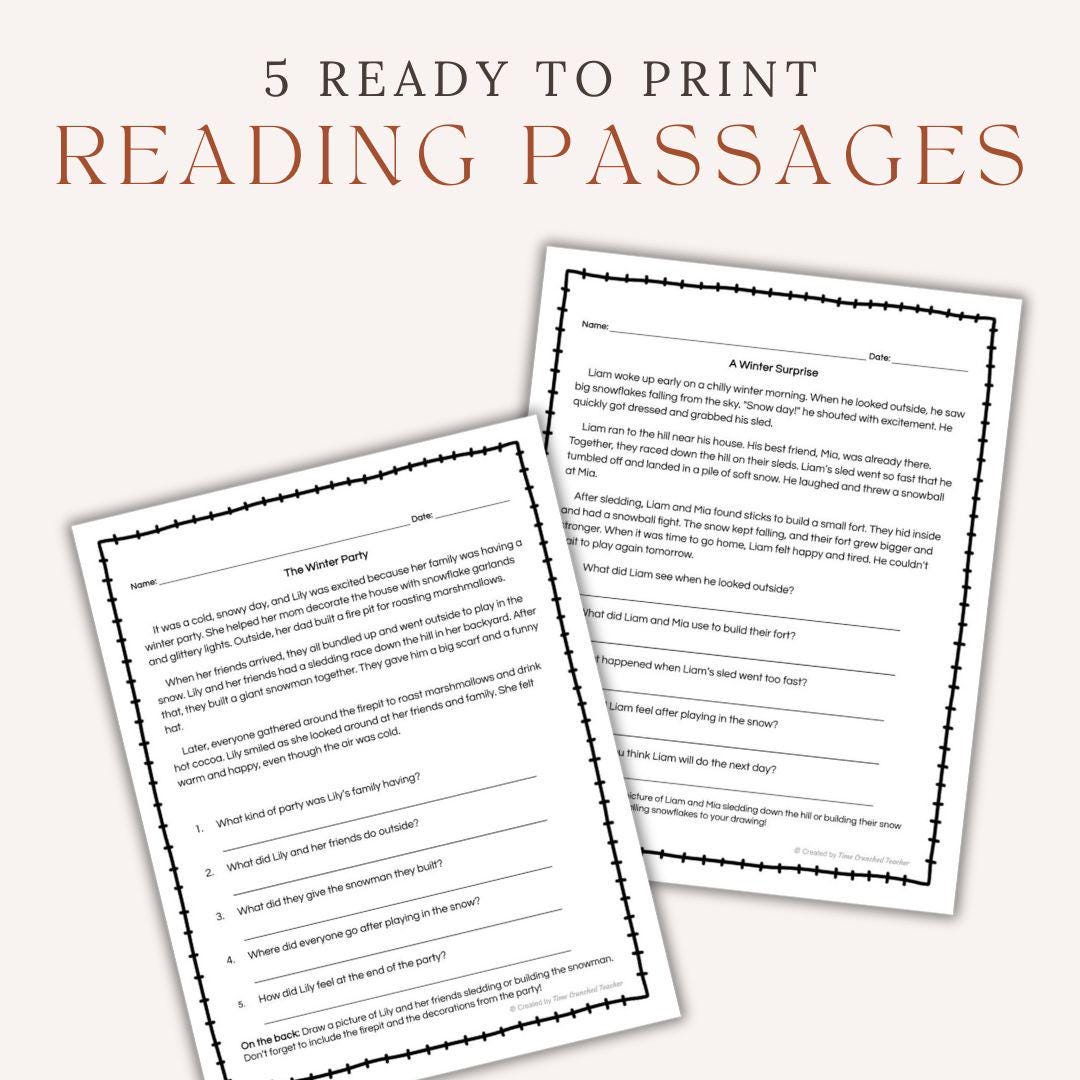 Printable Reading Comprehension Passages | 2nd Grade Level | Reading Worksheets | Printable Language Arts Lessons | Homeschool | Digital