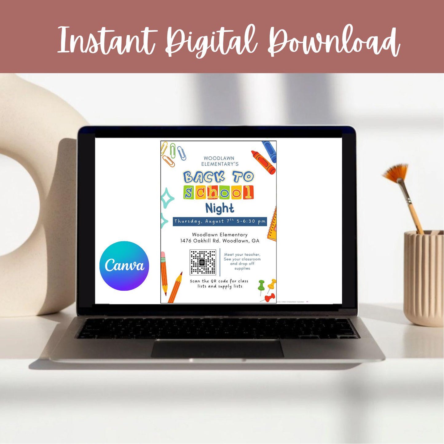 Printable Back to School Night Invitation | Back to School | Editable Parent Night Invitation | Meet the Teacher | Canva Template |