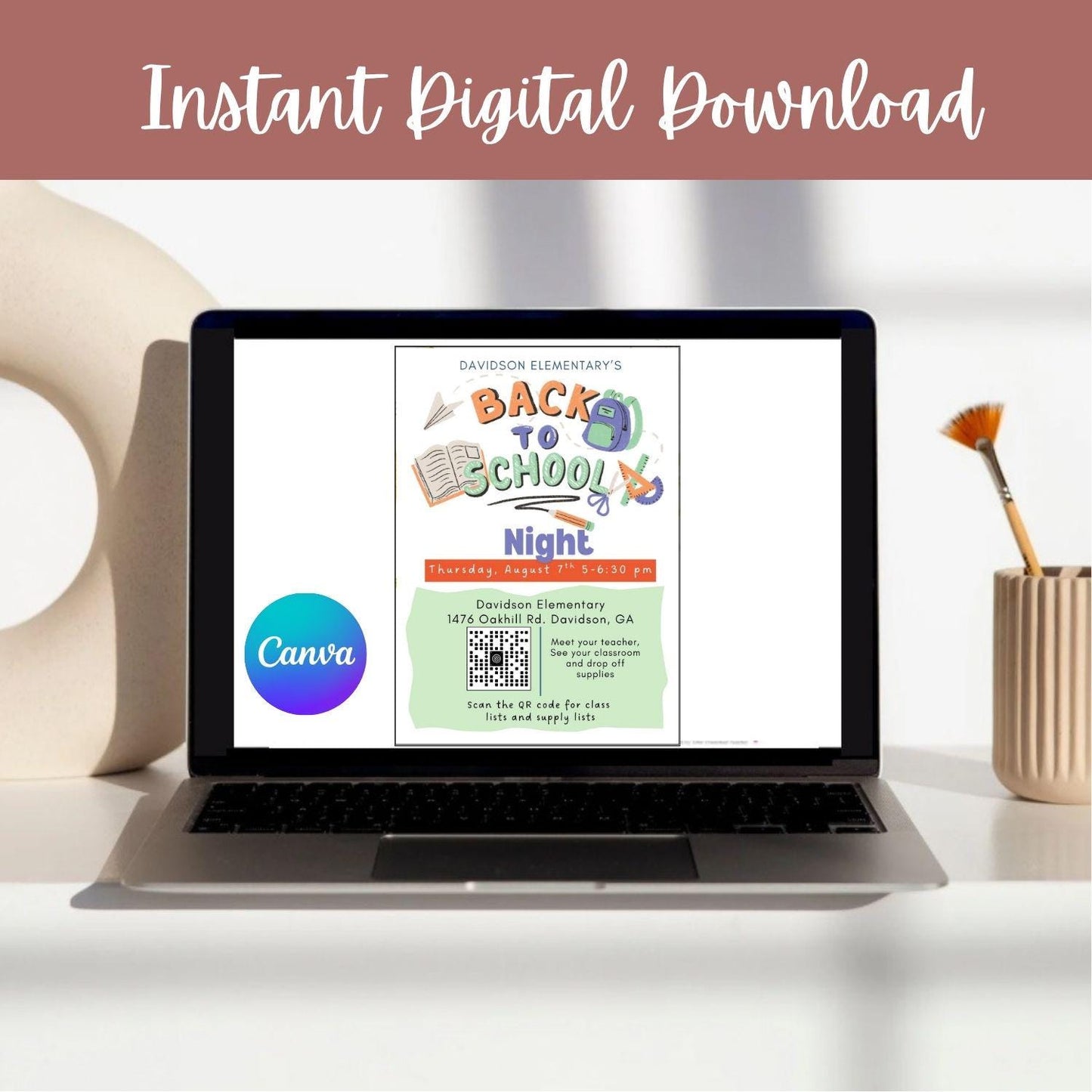 Printable Back to School Night Invitation | Back to School | Editable Parent Night Invitation | Meet the Teacher | Canva Template |