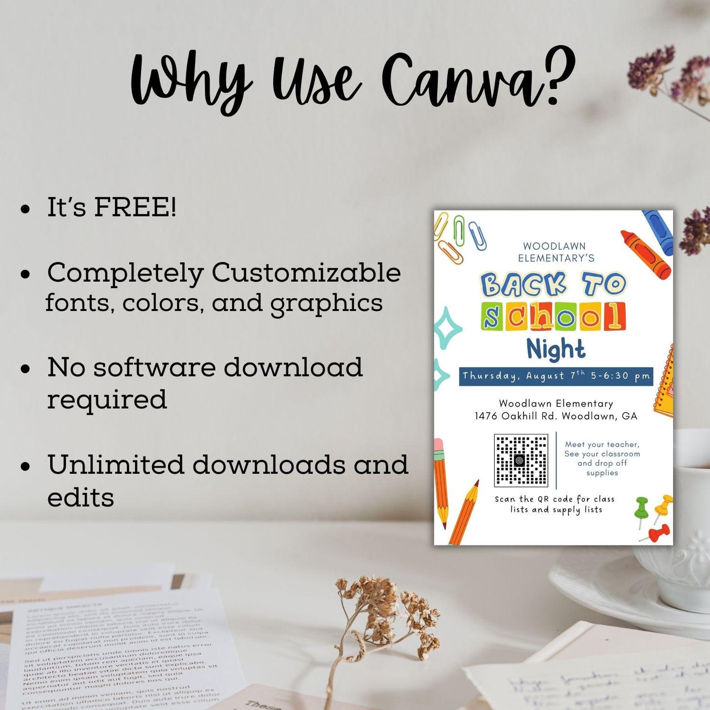 Printable Back to School Night Invitation | Back to School | Editable Parent Night Invitation | Meet the Teacher | Canva Template |