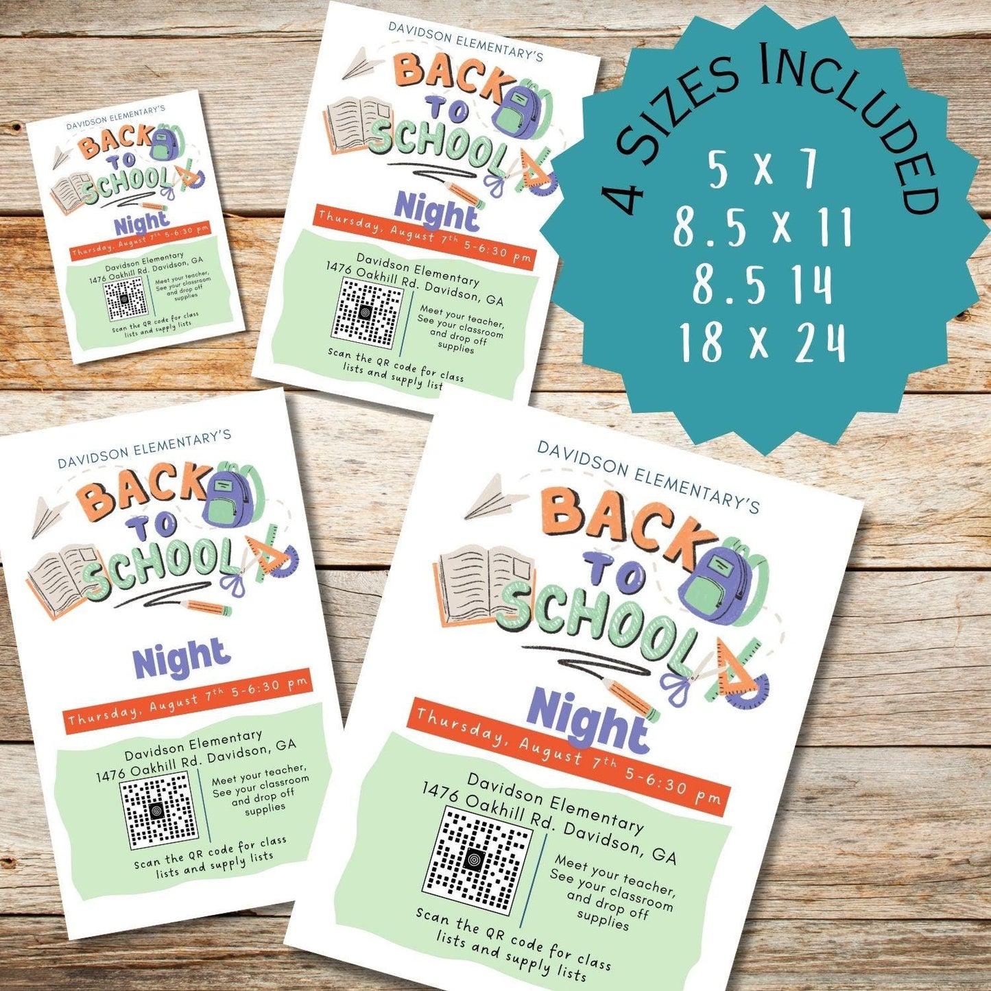 Printable Back to School Night Invitation | Back to School | Editable Parent Night Invitation | Meet the Teacher | Canva Template |