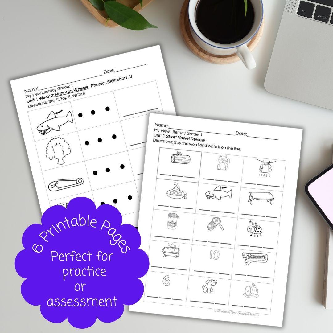 CVC Word Practice Packet | 1st Grade Short Vowel Worksheets | Say It Tap It Write It | Phonics Literacy Center Activities | ELA Worksheets