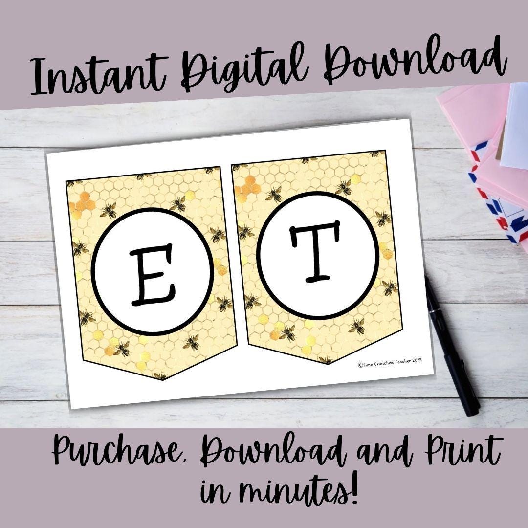 Bee Themed “Welcome to the Hive” Banner | Printable Classroom Banner | Back to School | Honeycomb Themed | Printable Bulletin Board Decor