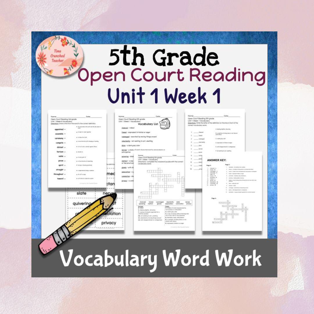 Open Court Reading | 5th Grade Open Court Reading | Open Court Reading 5th Grade Vocabulary | Open Court Reading Unit 1 Week 1 Vocabulary