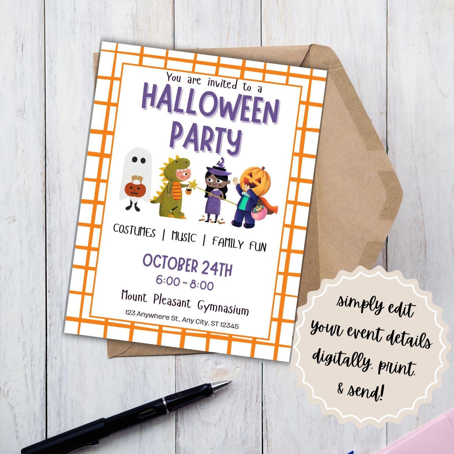 Printable Halloween Party Invitation | Printable Flyer & Poster | Editable Invitation | Halloween Party | Canva Template | Editable Template