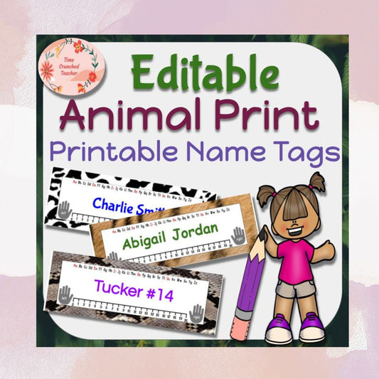 Editable Animal Print Name Tags! Type, Print, and Go | Printable Name tag