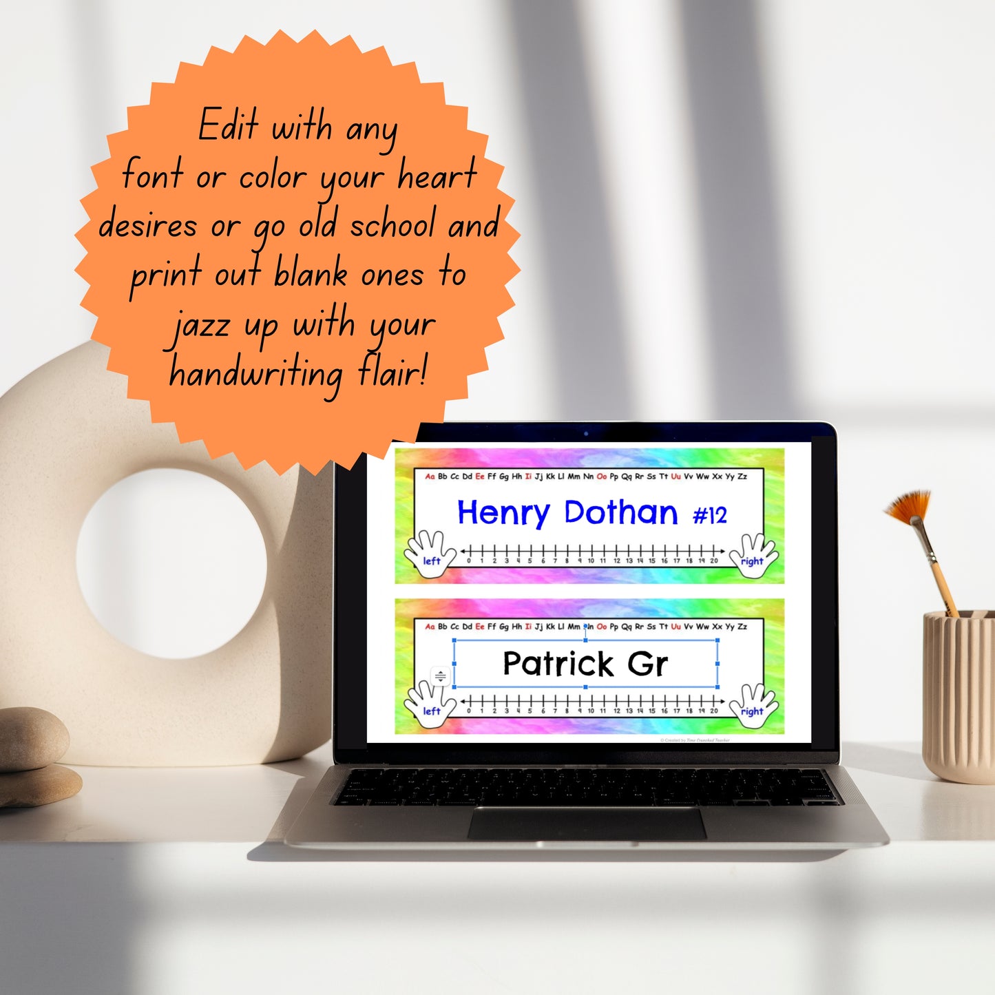 Editable Tie-Dye Name Tags! Just Type, Print, and Go | Printable Name tag