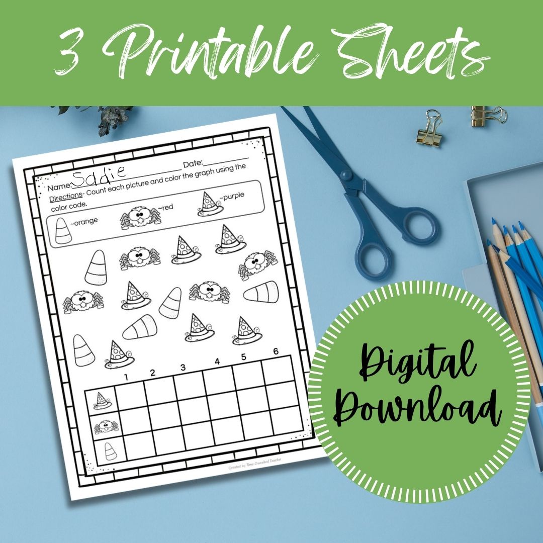 Printable Kindergarten Halloween Math Worksheets | Graphing Skills | Printable Math Practice Sheets | Kindergarten Math Test