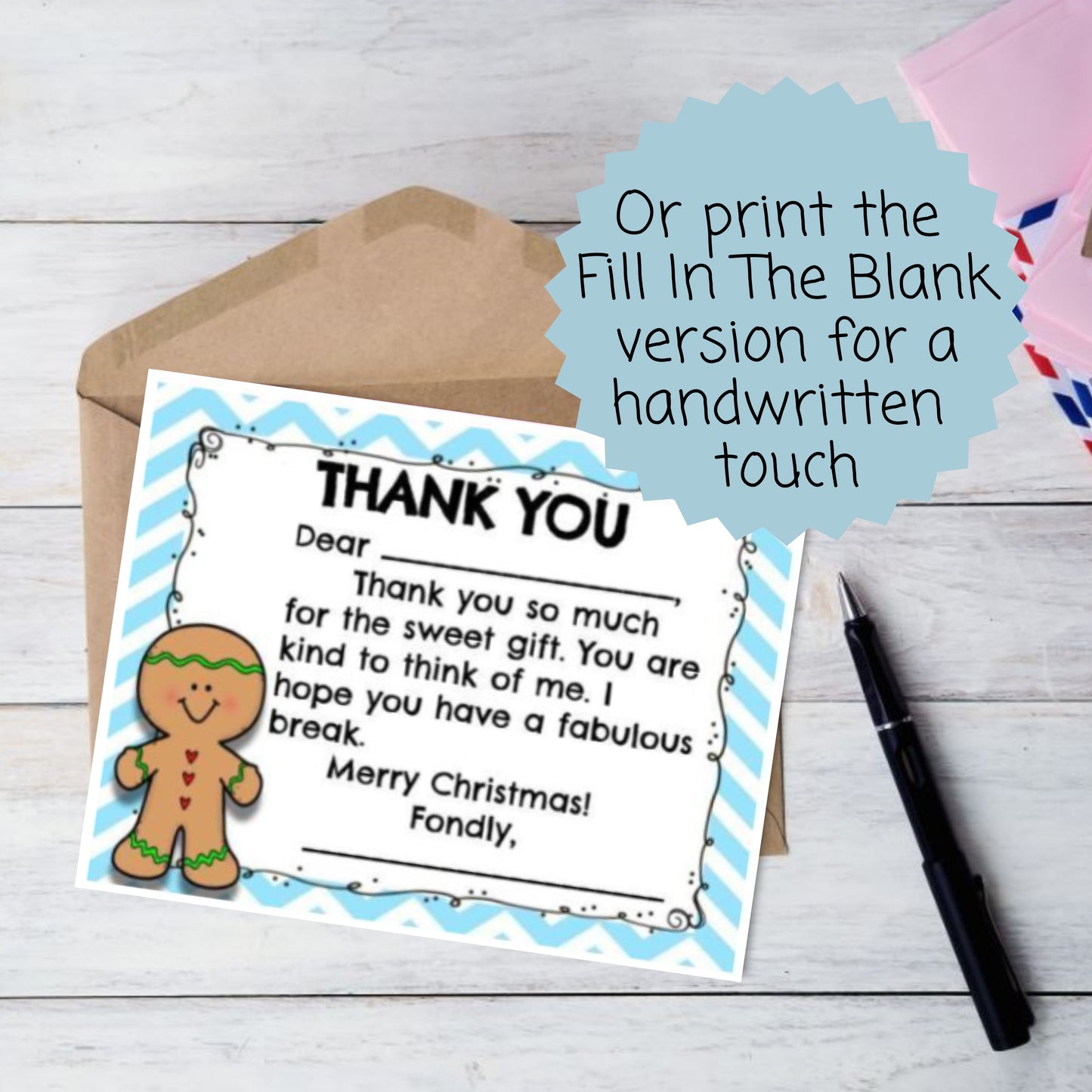 Printable Thank You Cards | Printable Christmas Thank You Cards | Teacher Thank You Cards | Personalized Thank You Cards