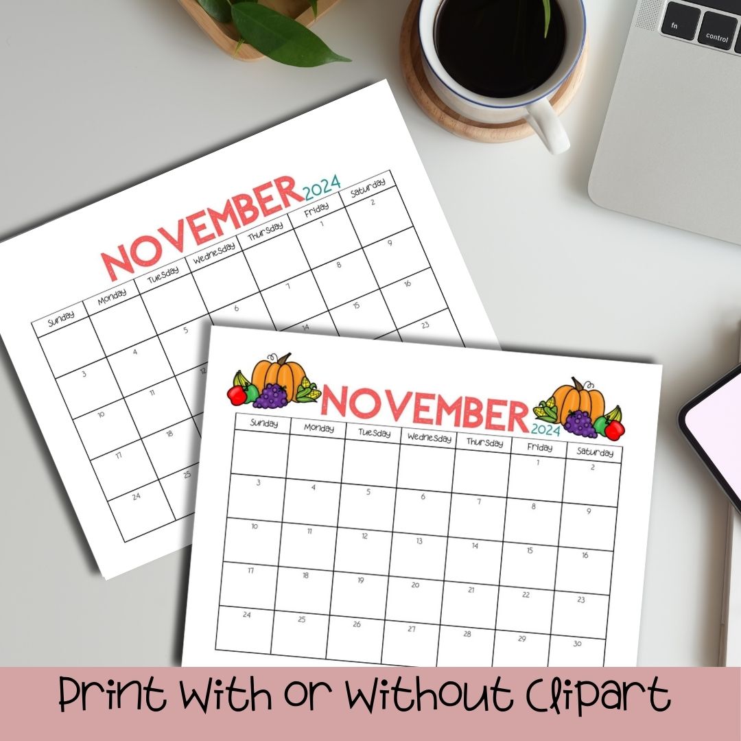 Printable November 2024 Calendar | November 2024 Calendar | Customizable Calendar Template | Editable November Calendar