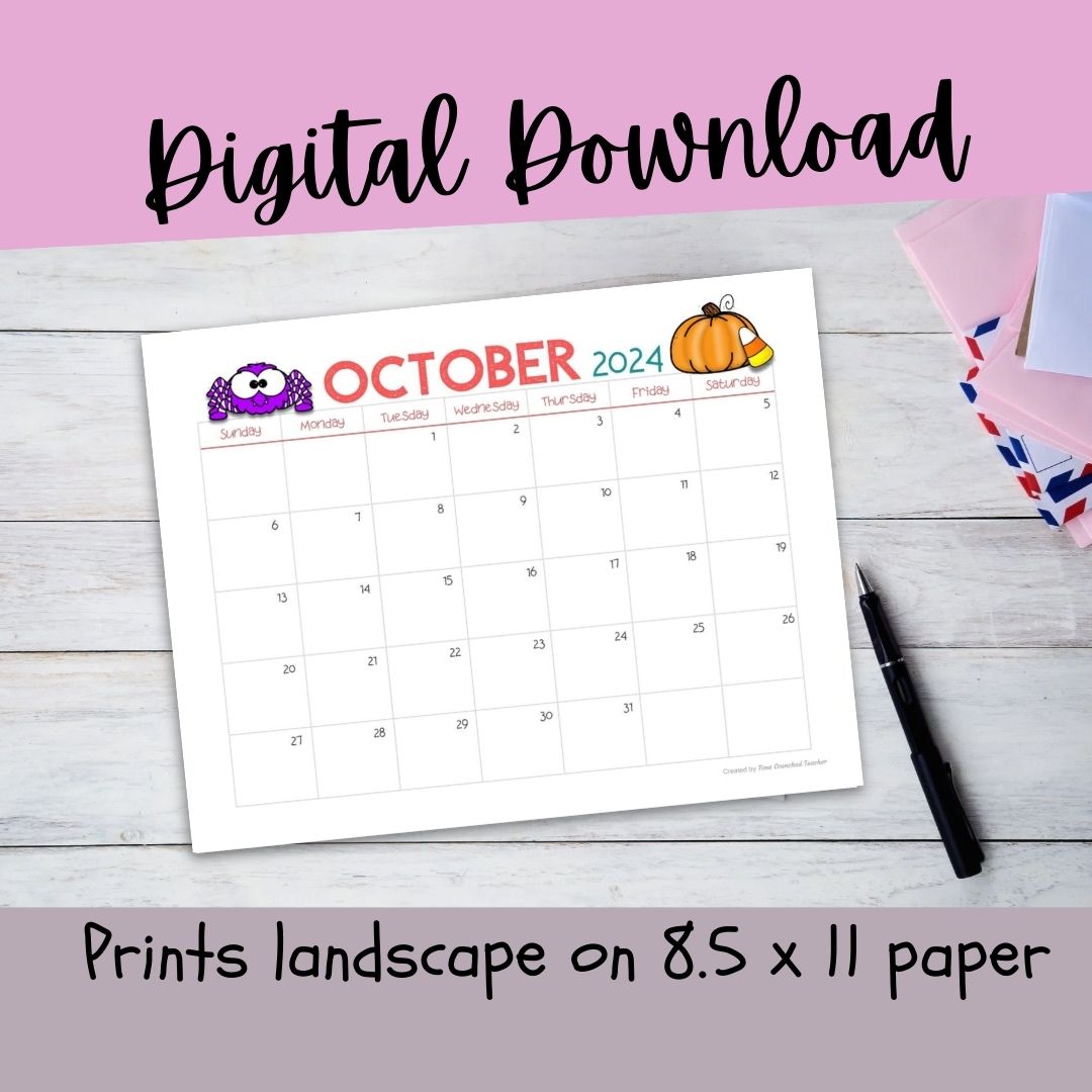 Printable October 2024 Calendar | October 2024 Calendar | Customizable Calendar Template | Editable October Calendar