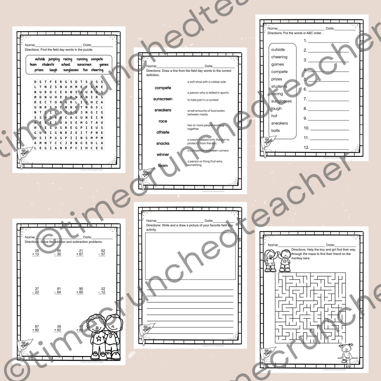 Field Day Activity Packet | Field Day Worksheets | Field Day Activities | Field Day for Kids