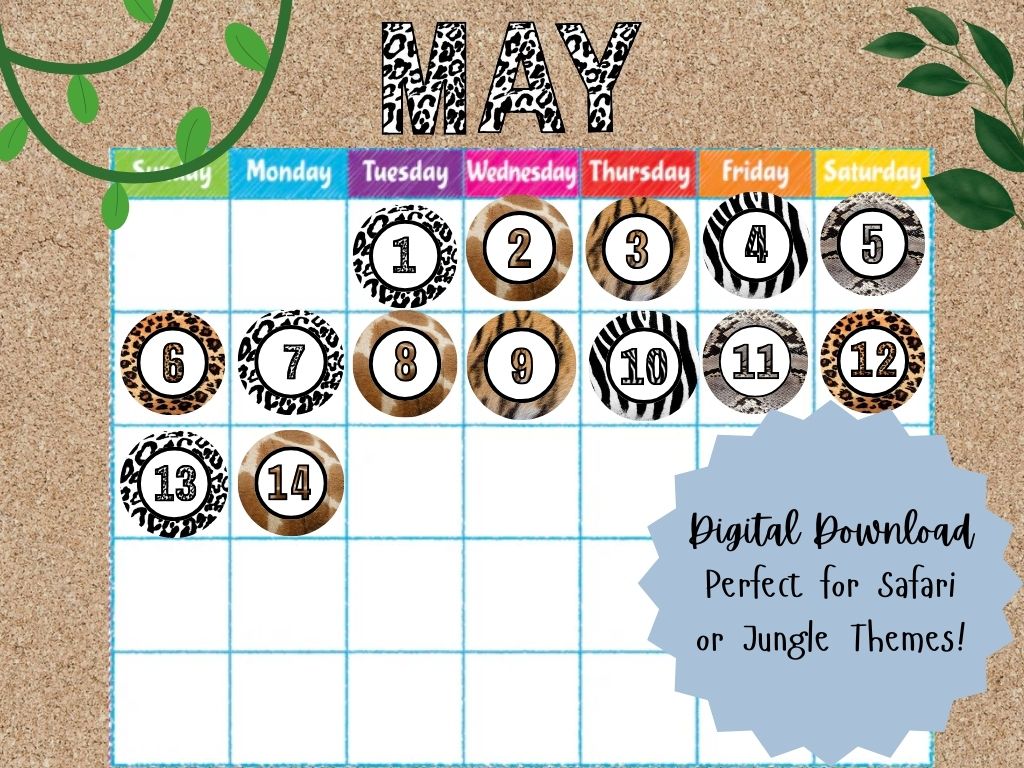 Animal Print Calendar Numbers | Numbers 1-31 | Just Print and Go!