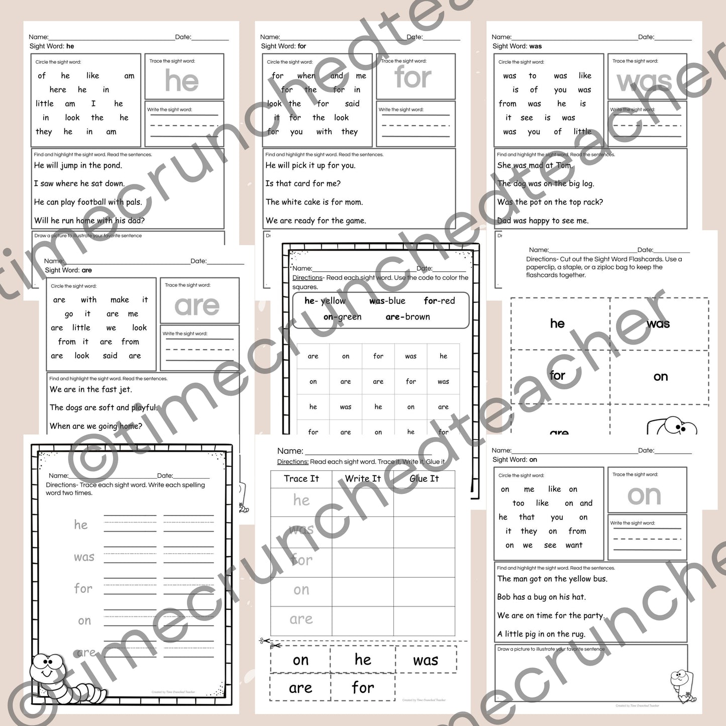 Kindergarten Sight Words | Fry's Sight Words 11-15 | Printable Sight Word Practice