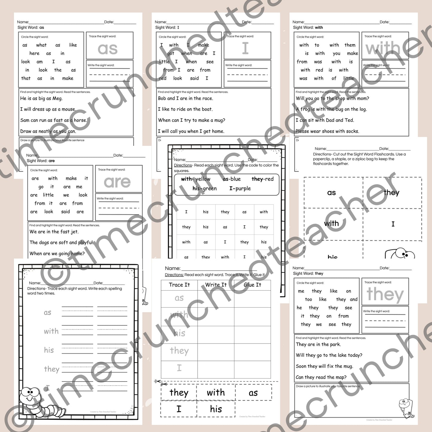 Kindergarten Sight Words | Fry's Sight Words 16-20 | Printable Sight Word Practice