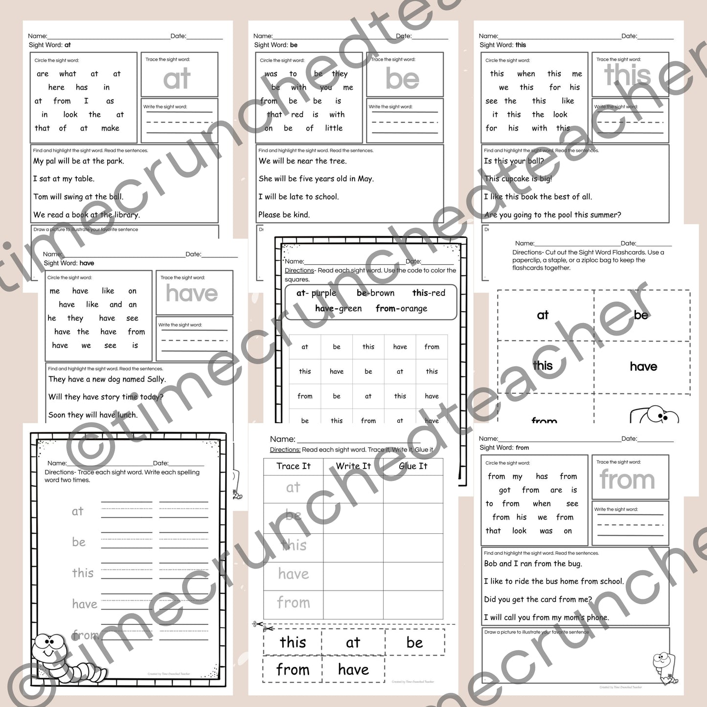 Kindergarten Sight Words | Fry's Sight Words 21- 25 | Printable Sight Word Practice