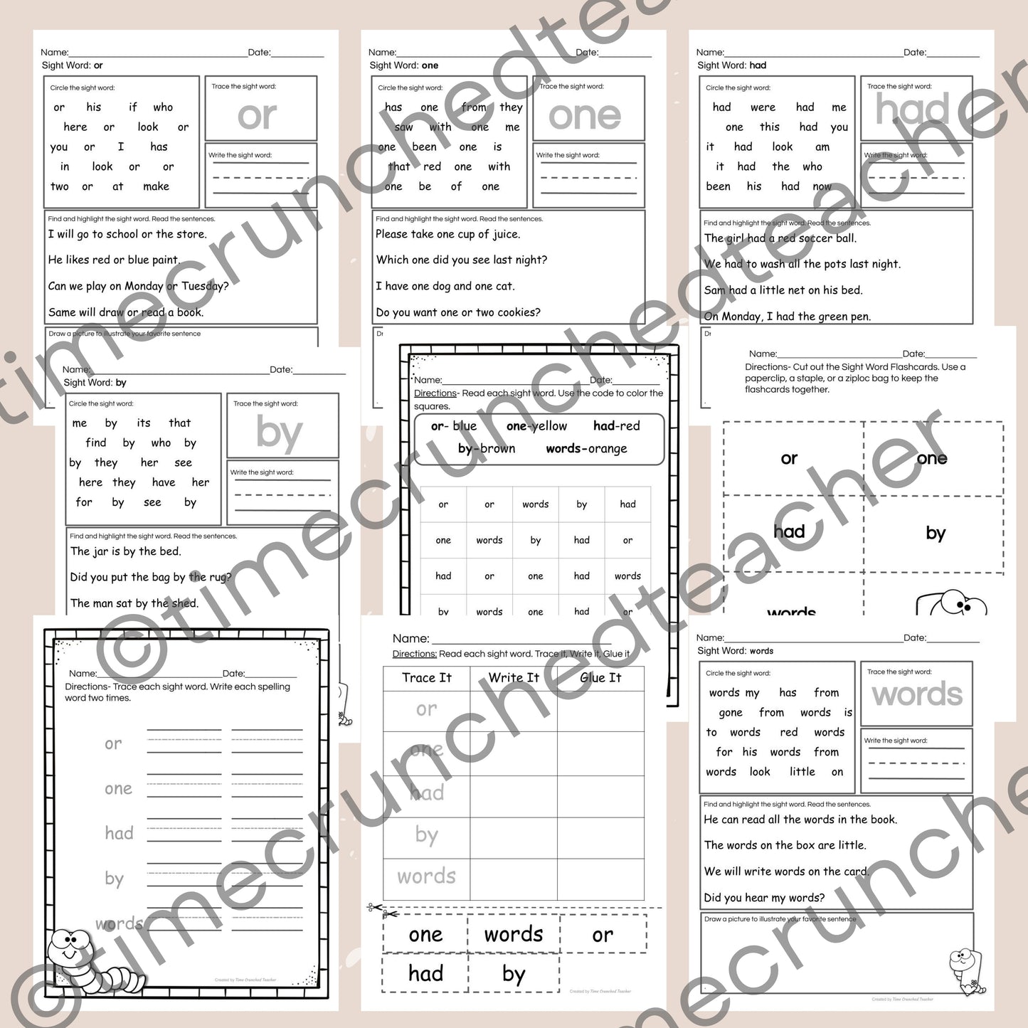 Kindergarten Sight Words | Fry's Sight Words 26-30| Printable Sight Word Practice