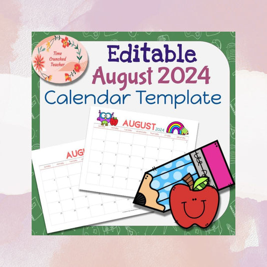 Printable August 2024 Calendar | August 2024 Calendar | Customizable Calendar Template | Editable August Calendar