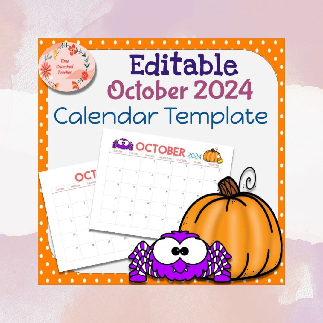 Printable October 2024 Calendar | October 2024 Calendar | Customizable Calendar Template | Editable October Calendar