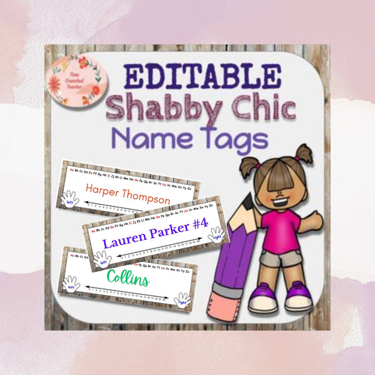 Editable Shabby Chic Farmhouse Name Tags! Just Type, Print, and Go!