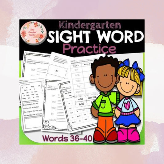 Kindergarten Sight Words | Fry's Sight Words 36-40| Printable Sight Word Practice