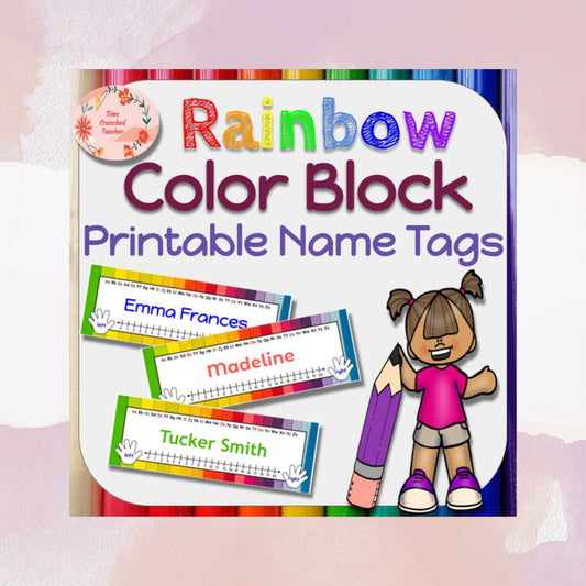 Editable Rainbow Color Block Name Tags! Type, Print, and Go | Printable Name tag