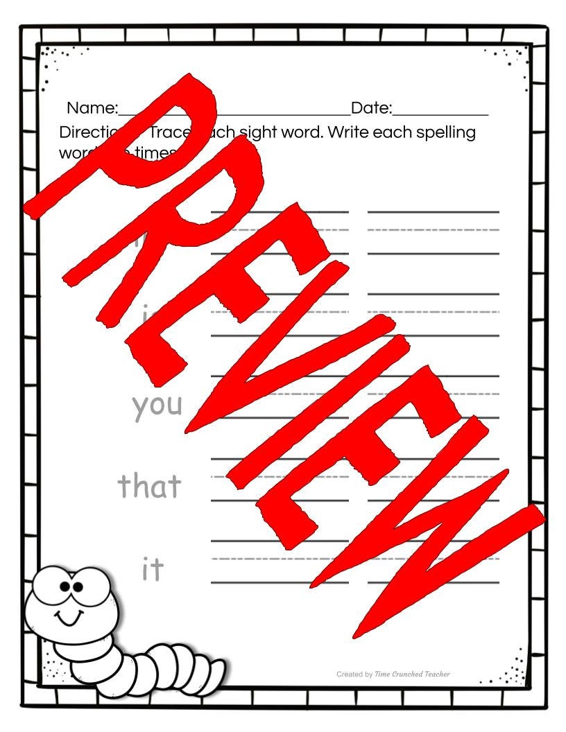 Kindergarten Sight Words | Fry's Sight Words 6-10 | Printable Sight Word Practice