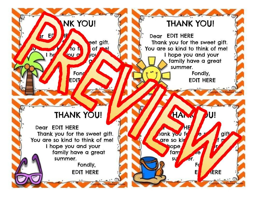 Printable Thank You Cards | End of the Year Teacher Thank You Cards | Personalized Thank You Cards