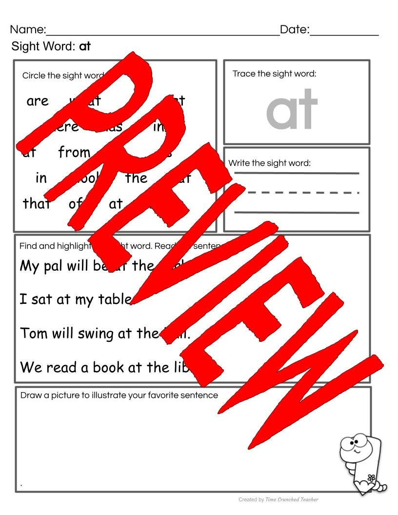 Kindergarten Sight Words | Fry's Sight Words 21- 25 | Printable Sight Word Practice