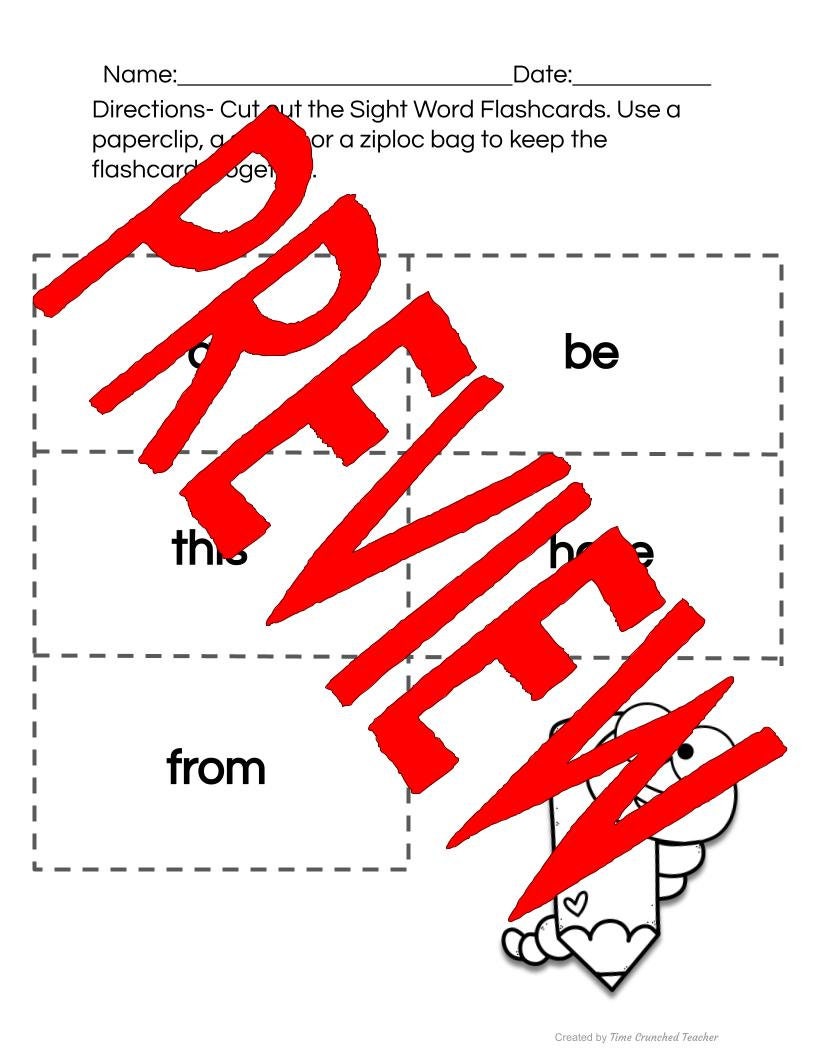 Kindergarten Sight Words | Fry's Sight Words 21- 25 | Printable Sight Word Practice