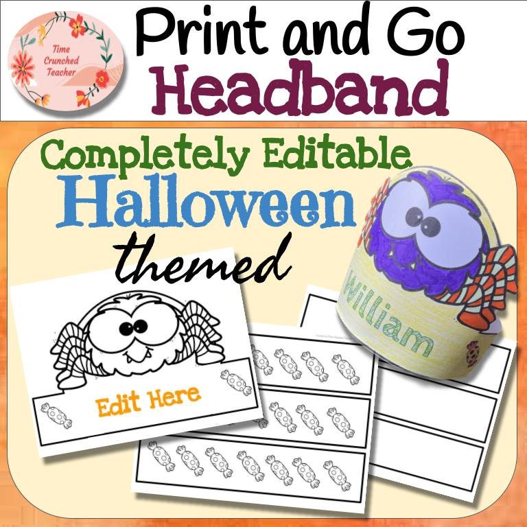 EDITABLE Halloween Headband! Print and Go!