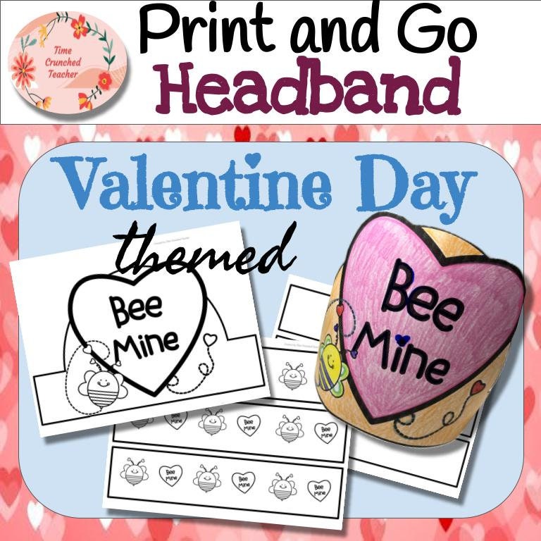 Printable Valentine Day headband | Valentine Craft | Valentines for Kids | No Prep Student Craft