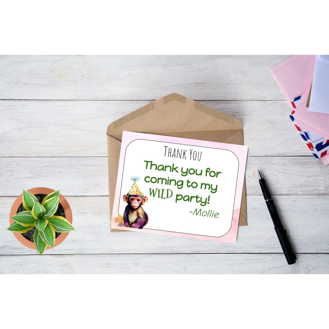 Printable Thank You Cards | Safari Themed | Personalized Thank You Cards | Birthday Thank You Cards