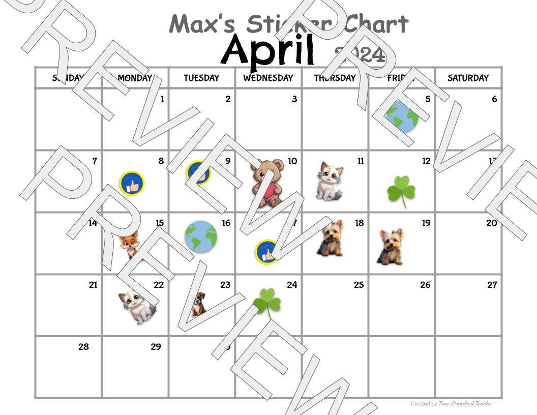 Printable April Calendar | April 2024 Calendar | Customizable Calendar Template