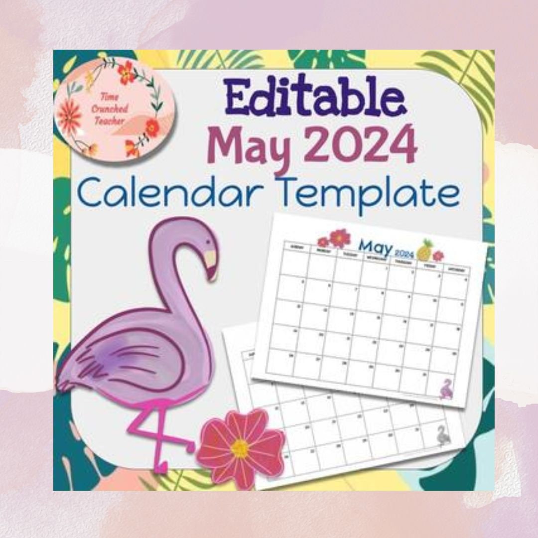 Printable May Calendar | May 2024 Calendar | Customizable Calendar Template
