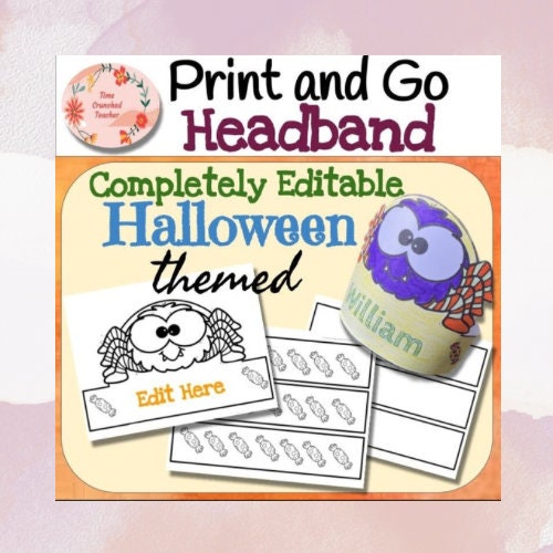 EDITABLE Halloween Headband! Print and Go!