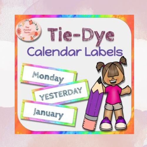 Printable Calendar Labels | Tie Dye Calendar Labels | Days of the Week Labels | Months of the Year Labels