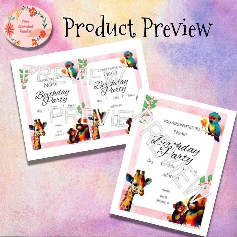 Printable Birthday Invitations | Jungle Themed Party Invitations | Editable Birthday Party Invitations | Safari Birthday | Jungle Birthday