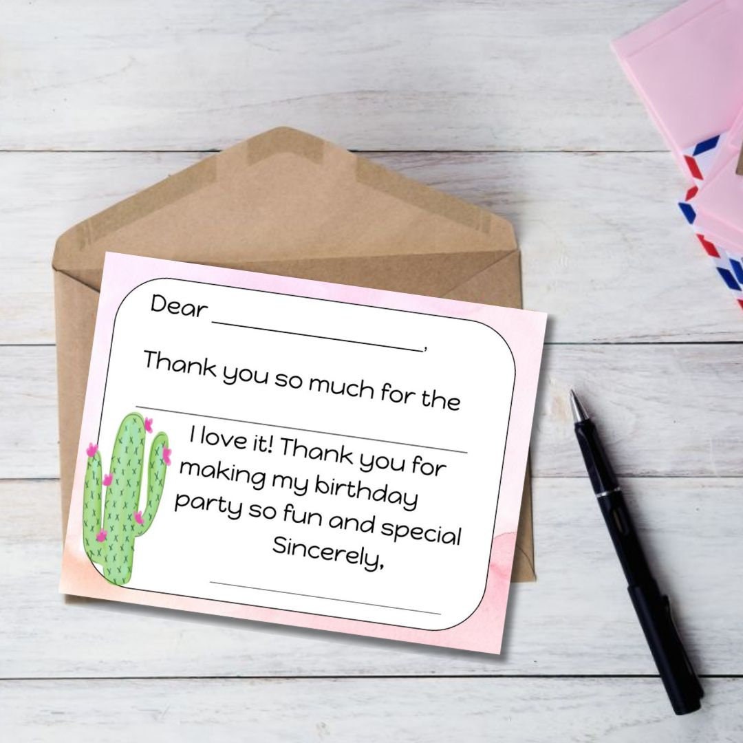 Printable Thank You Cards | Cactus Themed | Personalized Thank You Cards | Birthday Thank You Cards