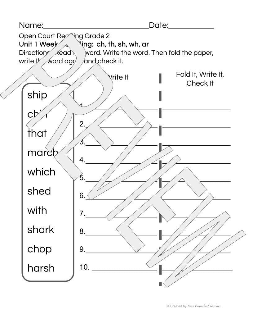 Open Court Reading | 2nd Grade Open Court Reading | Open Court Reading 2nd Grade Spelling | Open Court Reading Unit 1 Week 1 Spelling